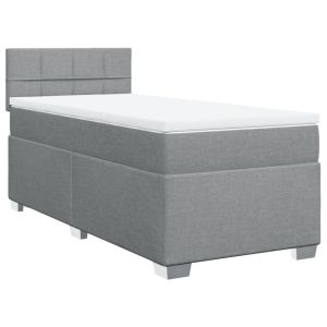 vidaXL cama box spring con colchón tela gris claro 100x200 cm