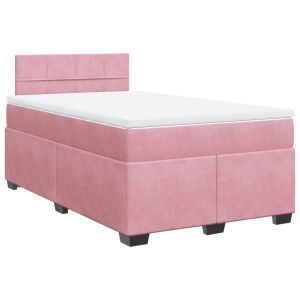 vidaXL cama box spring con colchón terciopelo rosa 120x200 cm
