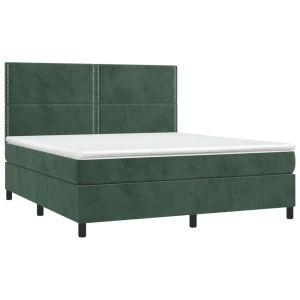 vidaXL cama box spring con colchón terciopelo verde oscuro 180x200 cm