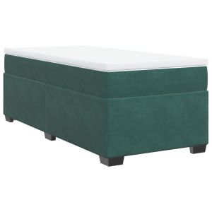 vidaXL cama box spring con colchón terciopelo verde oscuro 90x200 cm