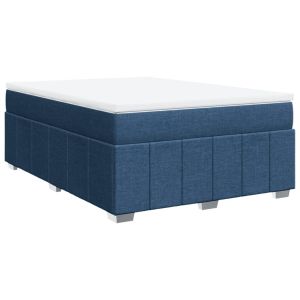 vidaXL cama box spring con colchón tela azul 140x200 cm