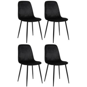 Sillas comedor tapizadas terciopelo negro - 4 uds
