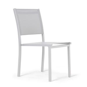 Oviala - silla de jardín de aluminio y textileno blanco