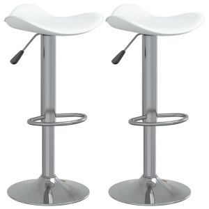 vidaXL taburete de cocina 2 uds acero cromado cuero artificial blanco