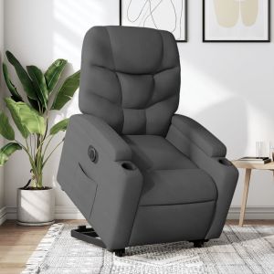 Sillón eléctrico reclinable elevable de tela gris oscuro qweo6911
