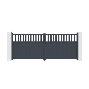 Pack puerta batiente garaje santis a.160cm + 2 postes a.190cm gris