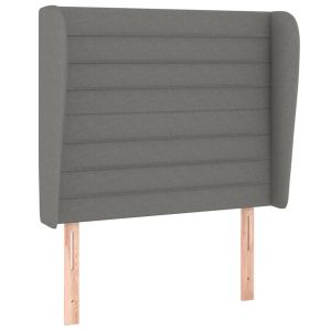 vidaXL cabecero con orejas de tela gris oscuro 103x23x118/128 cm