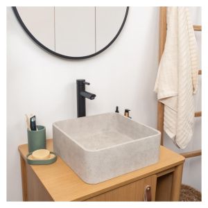 Lavabo sobre encimera artea cuadrado de hormigón cepillado de 36 cm