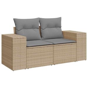 vidaXL sofá de jardín con cojines de 2 plazas ratán sintético beige