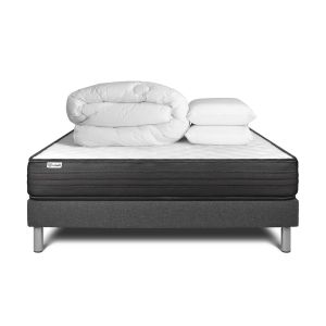 Pack cama completa - colchón 200x200cm + somier con láminas (kit) + 2 almoh