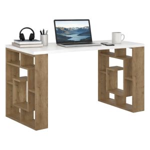 Escritorio archidamia, color blanco, en madera blanca