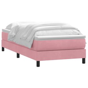vidaXL cama box spring con colchón terciopelo rosa 80x220 cm