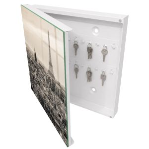 Caja de llaves 30x30x5 elegancia urbana, apertura izquierda blanca