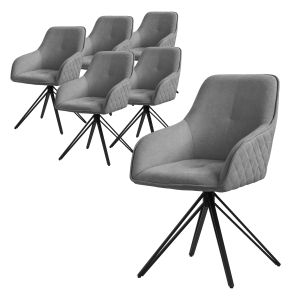 6x silla de comedor giratoria gris tela tejida asiento ergonómico