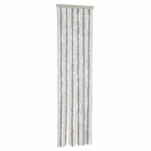 vidaXL cortina antimoscas chenilla gris claro y blanco 56x185 cm