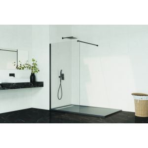 Panel fijo de ducha screen negro decorado 86,5-88cm