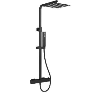 Valaz barra ducha termostática cuadrada ajustable 120cm negro mate - 30cm