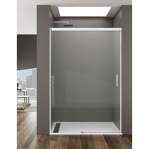 Mampara de ducha frontal basic 1+1 135-140cm transparente perfil blanco