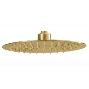Kibath duchon rociador redondo de 25 cm oro cepillado de acero inoxidable