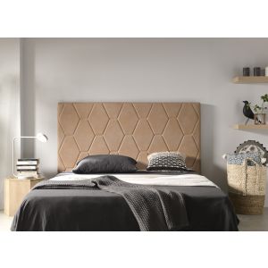 Cabecero ágata para cama de 105 de tela camel 115x115x8.