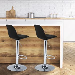 Taburetes de bar ajustables - lote de 2 - negro - pu