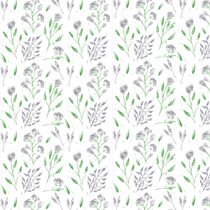 Papel pintado florales lavandas en fondo blanco 60cm por 300cm