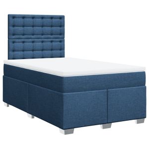 vidaXL cama box spring con colchón tela azul 120x190 cm