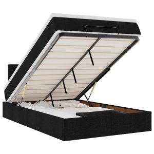 vidaXL cama otomana con colchón y luces LED tela negra 120x190 cm