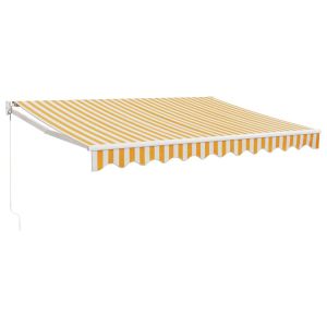 Toldo retráctil aluminio y tela blanco y amarillo 3x2,5 m