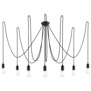Candelabro edison 7 negro tela/acero 300x150x300cm