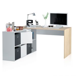 Mesa de escritorio multiposición 136x139 cm move blanco - roble