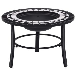 Brasero de mosaico cerámica negro y blanco 68 cm