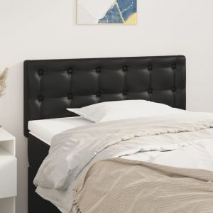 Cabecero de cuero sintético negro 80x5x78/88 cm