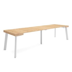 Mesa consola extensible, 58/302x90x73cm, roble, patas de madera rf3106