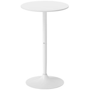 Mesa de bar 60x60x102 cm mdf, acero color blanco Homcom, hogar - cocina