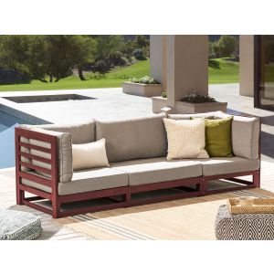 Sofá de jardín 3 plazas trani modular madera de acacia rojo oscuro