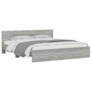 vidaXL estructura de cama con cabecero gris sonoma 200x200 cm