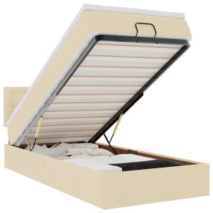 vidaXL cama otomana con colchón de tela color crema 100x200 cm