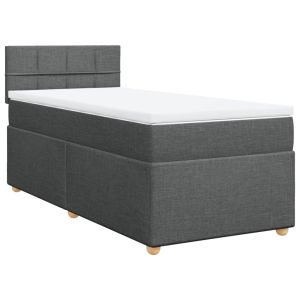 vidaXL cama box spring con colchón tela gris oscuro 90x200 cm