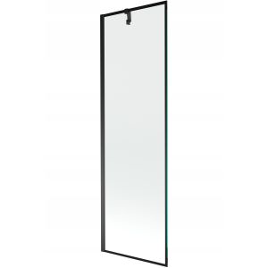 Mampara de bañera 1 hojas vidrio transparente, 60x150 cm, perfil negro