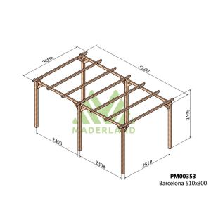 Pérgola de madera maciza - barcelona 510x300cm (maderland)