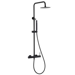 Valaz barra de ducha monomando redonda ajustable 120cm negro mate - 20cm