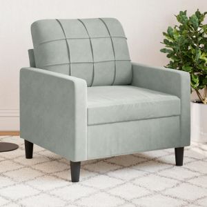 Sillón de terciopelo gris claro 60 cm qweo7835