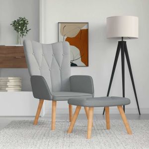 Sillón relax con taburete tela gris claro qweo6852