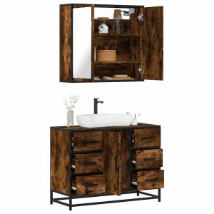 Set de muebles baño 2 pzas madera contrachapada roble ahumado esb4112