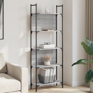 Librería de 5 estantes madera gris sonoma 60,5x24x166,5 cm