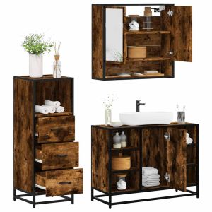 Set de muebles baño 3 pzas madera contrachapada roble ahumado esb7461
