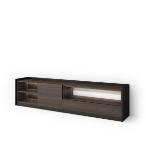Mueble tv, 207x37x50cm, roble oscuro y negro, LED rf4883