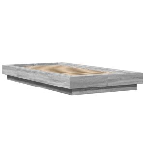vidaXL estructura cama con luces LED madera gris sonoma 100x200 cm