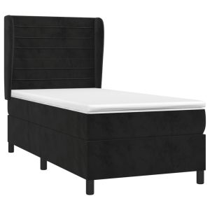 vidaXL cama box spring con colchón terciopelo negro 90x200 cm
